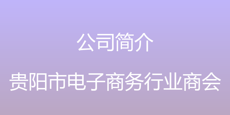 公司简介 - 贵阳市电子商务行业商会